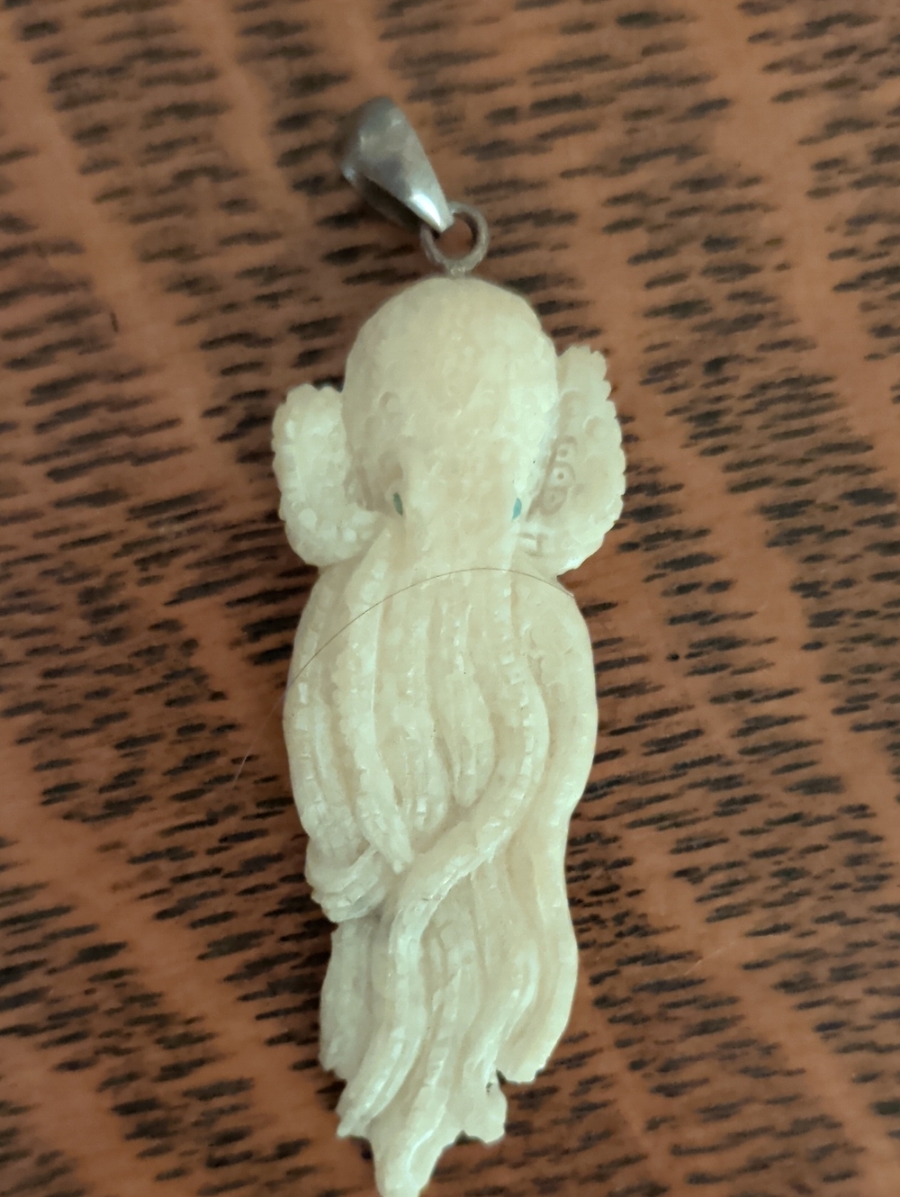 Carved Ivory-Color Octopus Pendant Necklace